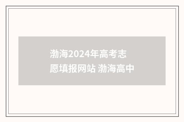 渤海2024年高考志愿填报网站 渤海高中