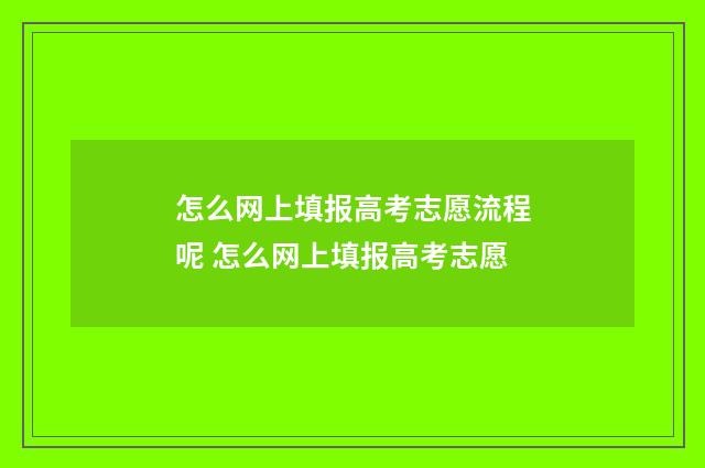 怎么网上填报高考志愿流程呢 怎么网上填报高考志愿