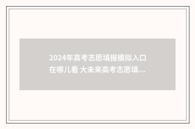 2024年高考志愿填报模拟入口在哪儿看 大未来高考志愿填报官网