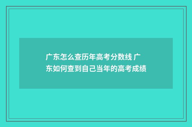 广东怎么查历年高考分数线 广东如何查到自己当年的高考成绩