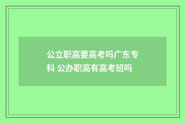 公立职高要高考吗广东专科 公办职高有高考班吗