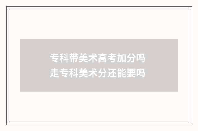 专科带美术高考加分吗 走专科美术分还能要吗