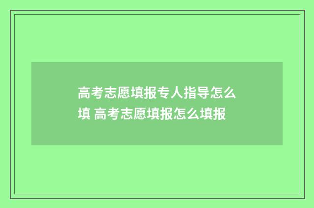 高考志愿填报专人指导怎么填 高考志愿填报怎么填报