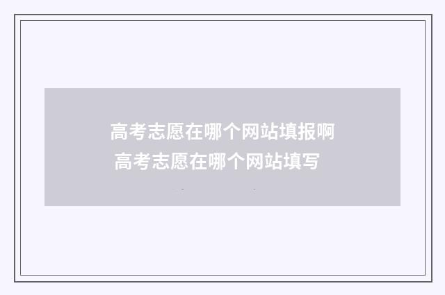 高考志愿在哪个网站填报啊 高考志愿在哪个网站填写