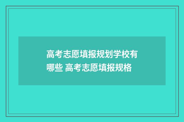高考志愿填报规划学校有哪些 高考志愿填报规格