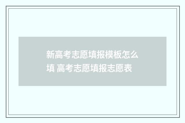 新高考志愿填报模板怎么填 高考志愿填报志愿表