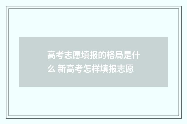 高考志愿填报的格局是什么 新高考怎样填报志愿