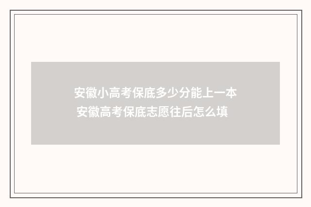安徽小高考保底多少分能上一本 安徽高考保底志愿往后怎么填