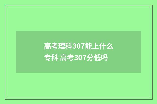 高考理科307能上什么专科 高考307分低吗