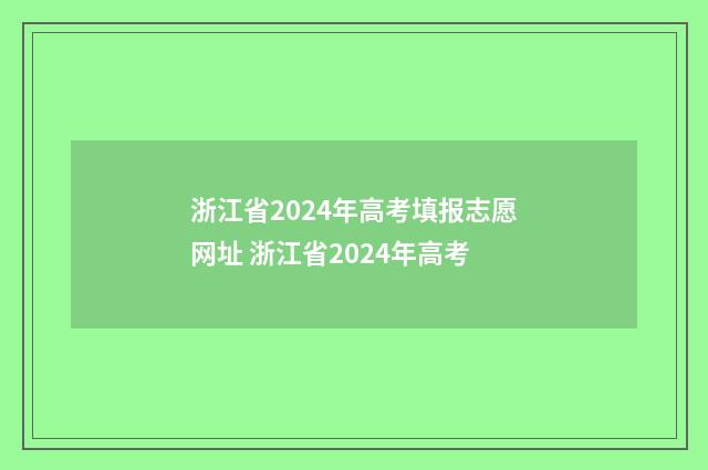 浙江省2024年高考填报志愿网址 浙江省2024年高考