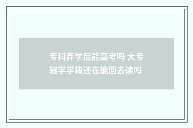 专科弃学后能高考吗 大专辍学学籍还在能回去读吗
