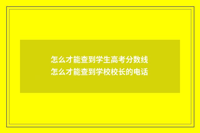 怎么才能查到学生高考分数线 怎么才能查到学校校长的电话