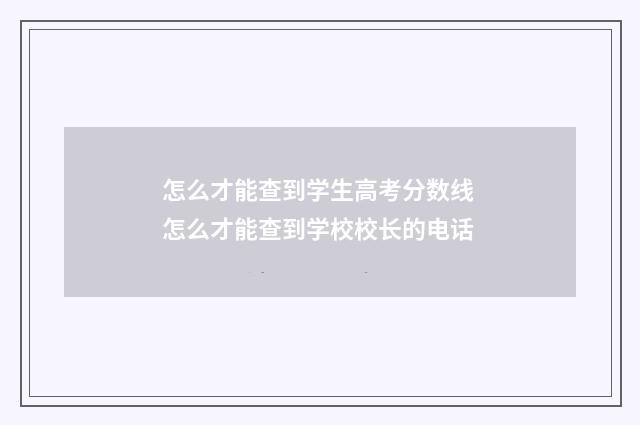 怎么才能查到学生高考分数线 怎么才能查到学校校长的电话
