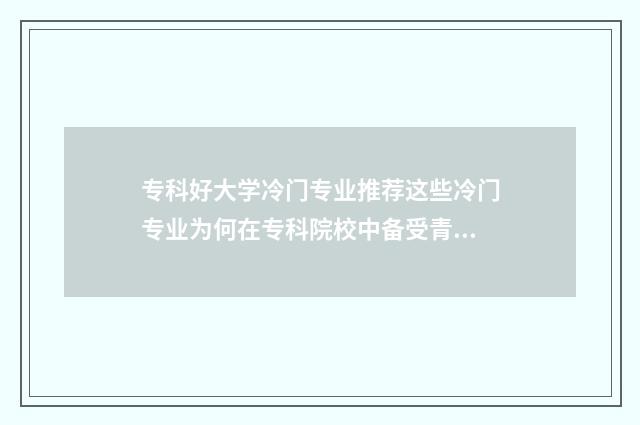 专科好大学冷门专业推荐这些冷门专业为何在专科院校中备受青睐？ 专科冷门专业最新排名