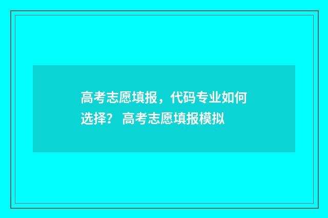 高考志愿填报，代码专业如何选择？ 高考志愿填报模拟
