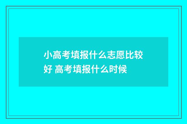 小高考填报什么志愿比较好 高考填报什么时候