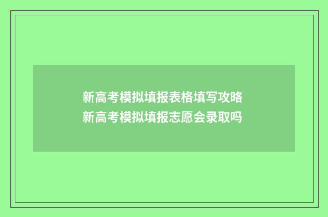 新高考模拟填报表格填写攻略 新高考模拟填报志愿会录取吗