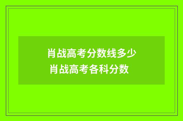 肖战高考分数线多少 肖战高考各科分数