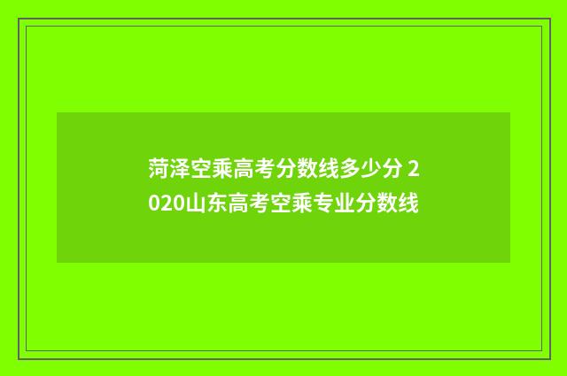 菏泽空乘高考分数线多少分 2020山东高考空乘专业分数线