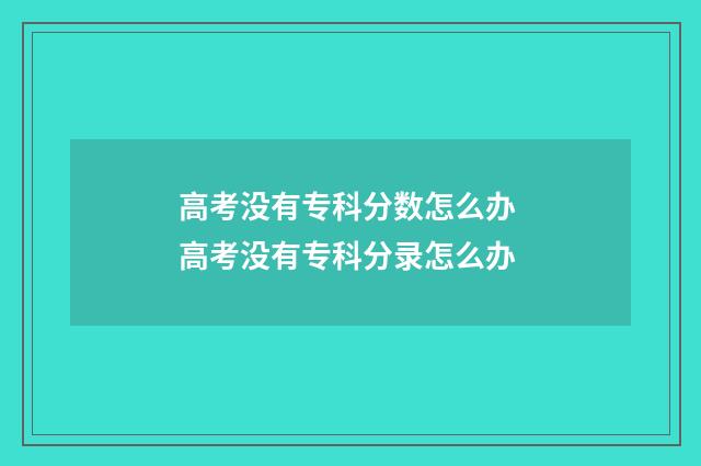 高考没有专科分数怎么办 高考没有专科分录怎么办