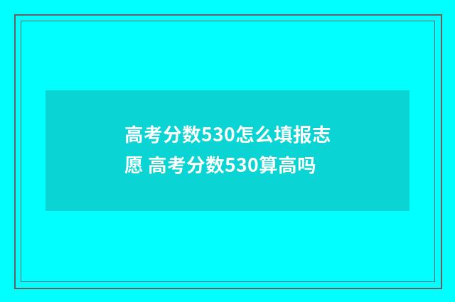 高考分数530怎么填报志愿 高考分数530算高吗