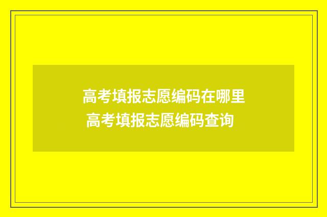 高考填报志愿编码在哪里 高考填报志愿编码查询