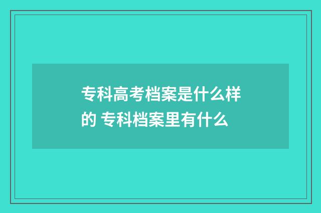 专科高考档案是什么样的 专科档案里有什么