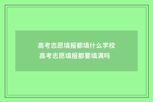 高考志愿填报都填什么学校 高考志愿填报都要填满吗