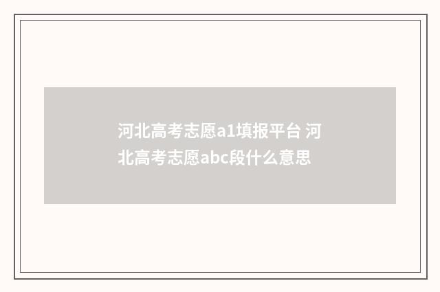 河北高考志愿a1填报平台 河北高考志愿abc段什么意思