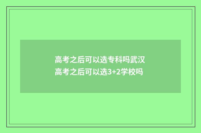 高考之后可以选专科吗武汉 高考之后可以选3+2学校吗