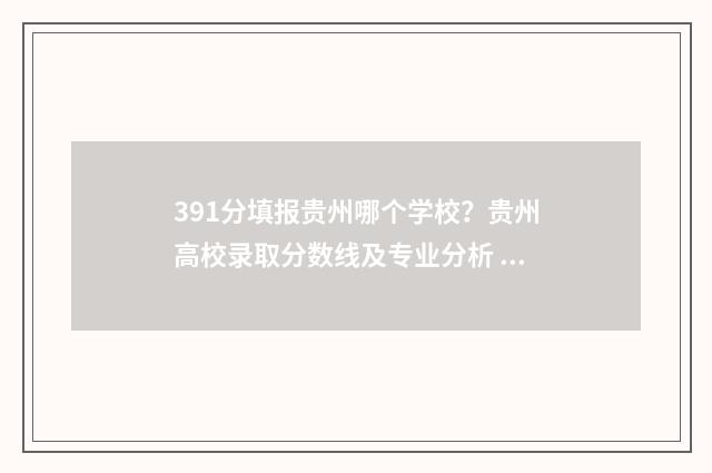 391分填报贵州哪个学校？贵州高校录取分数线及专业分析 贵州高考384分排名多少