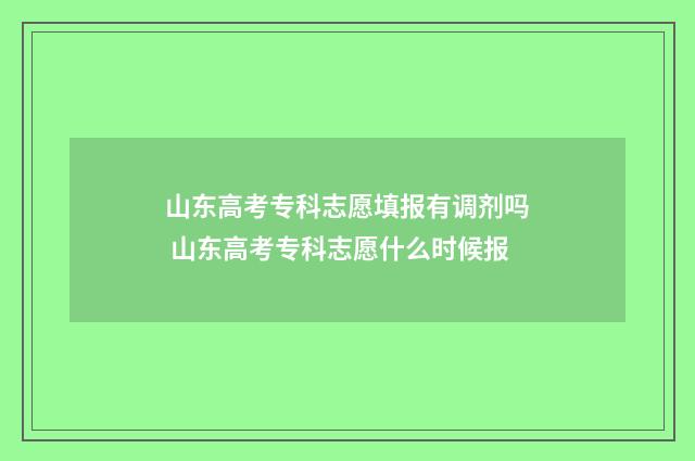 山东高考专科志愿填报有调剂吗 山东高考专科志愿什么时候报