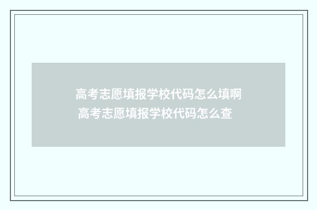 高考志愿填报学校代码怎么填啊 高考志愿填报学校代码怎么查