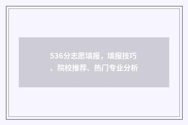 536分志愿填报，填报技巧、院校推荐、热门专业分析
