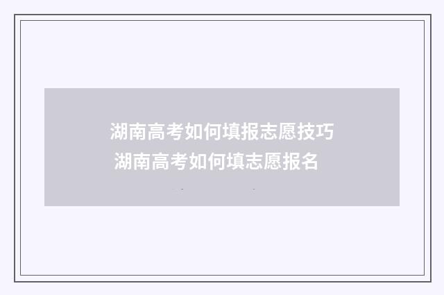 湖南高考如何填报志愿技巧 湖南高考如何填志愿报名