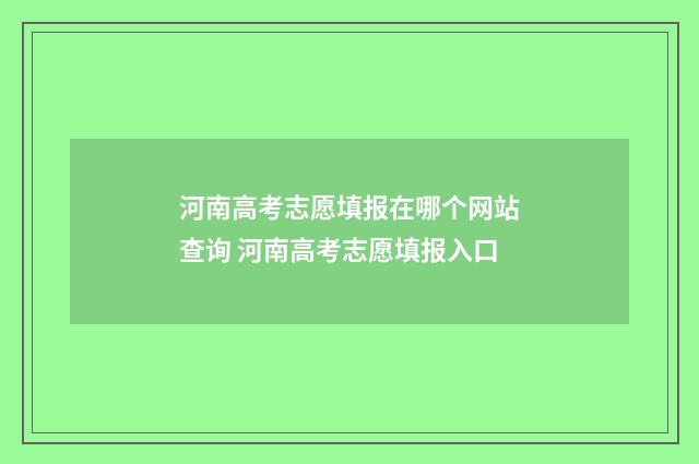 河南高考志愿填报在哪个网站查询 河南高考志愿填报入口