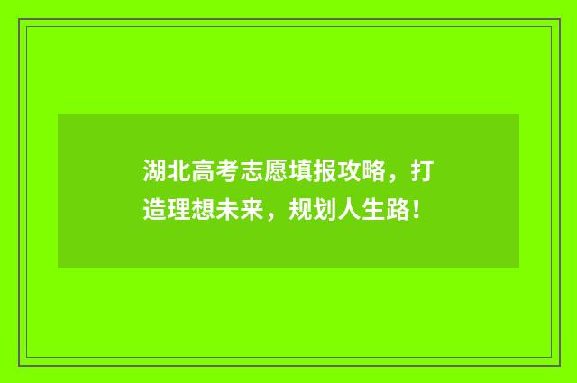 湖北高考志愿填报攻略，打造理想未来，规划人生路！