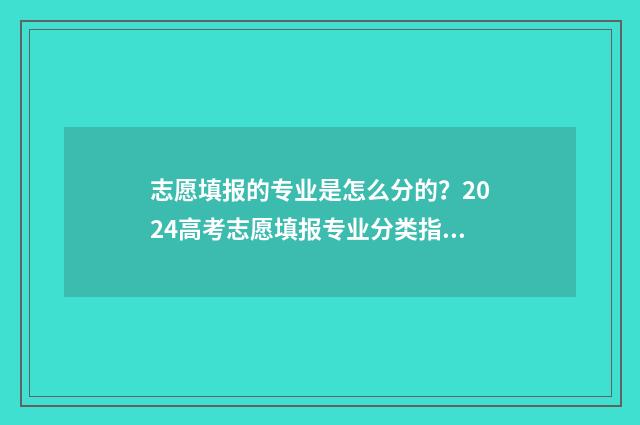 志愿填报的专业是怎么分的？2024高考志愿填报专业分类指南 志愿填报的专业排序有讲究吗