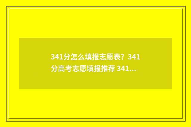 341分怎么填报志愿表？341分高考志愿填报推荐 341分报什么学校