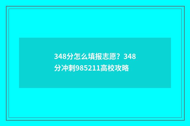 348分怎么填报志愿？348分冲刺985211高校攻略