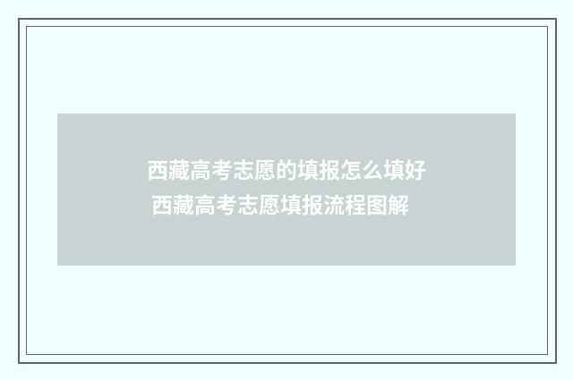 西藏高考志愿的填报怎么填好 西藏高考志愿填报流程图解