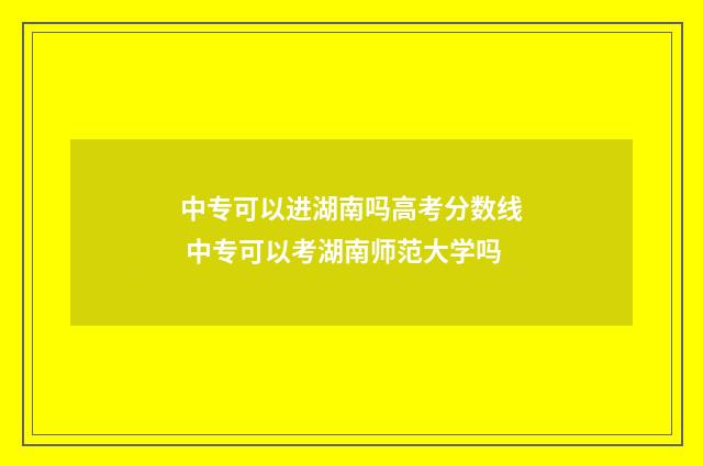 中专可以进湖南吗高考分数线 中专可以考湖南师范大学吗