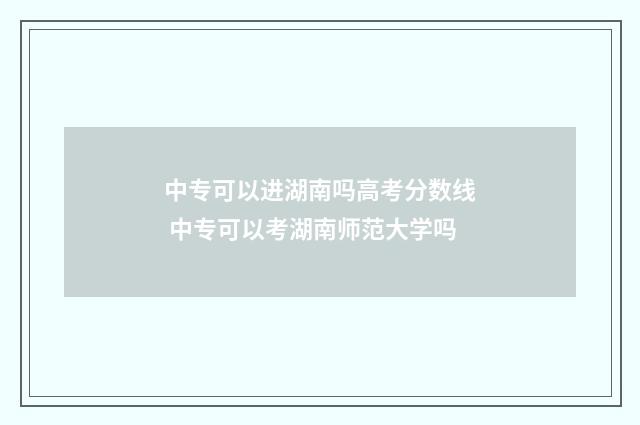 中专可以进湖南吗高考分数线 中专可以考湖南师范大学吗