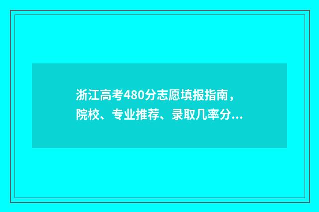 浙江高考480分志愿填报指南，院校、专业推荐、录取几率分析 浙江高考成绩480分能上什么学校