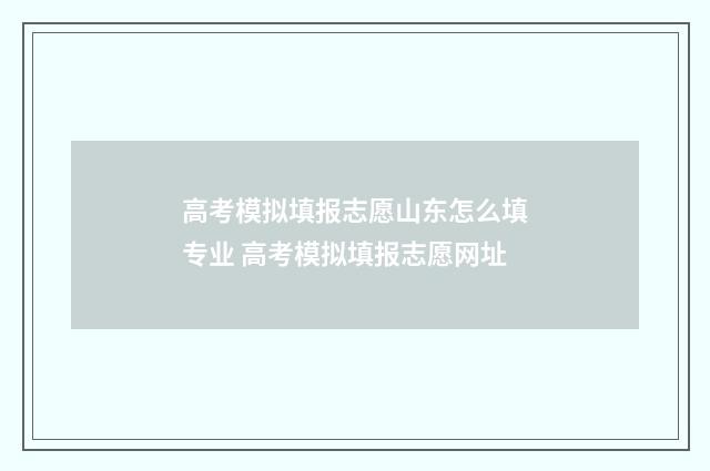 高考模拟填报志愿山东怎么填专业 高考模拟填报志愿网址