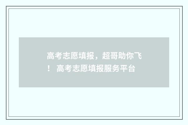高考志愿填报，超哥助你飞！ 高考志愿填报服务平台