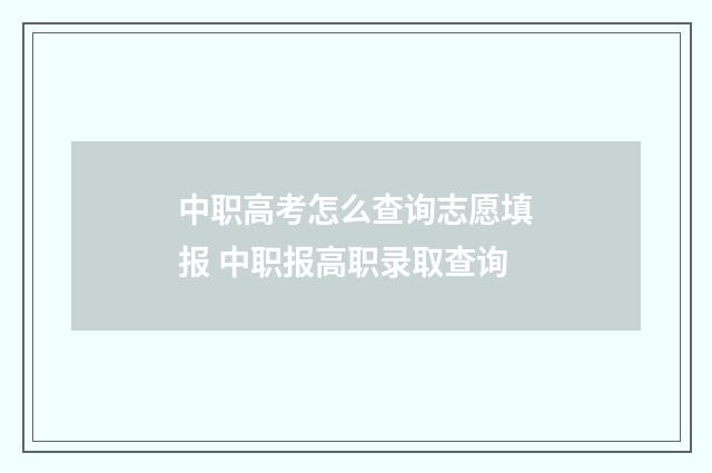 中职高考怎么查询志愿填报 中职报高职录取查询