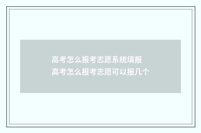 高考怎么报考志愿系统填报 高考怎么报考志愿可以报几个