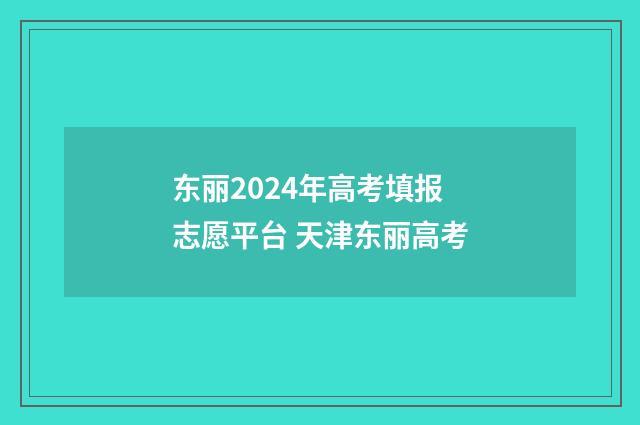 东丽2024年高考填报志愿平台 天津东丽高考