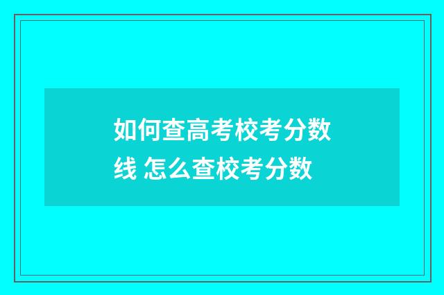 如何查高考校考分数线 怎么查校考分数